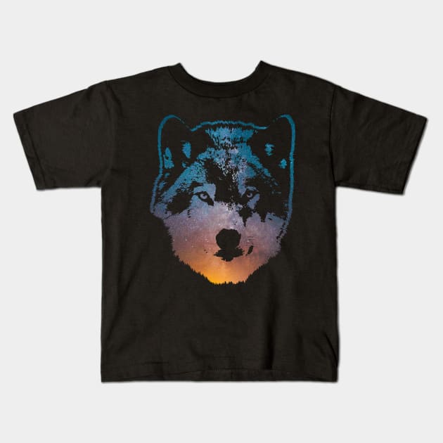 Space Wolf Kids T-Shirt by tyleraldridgedesign